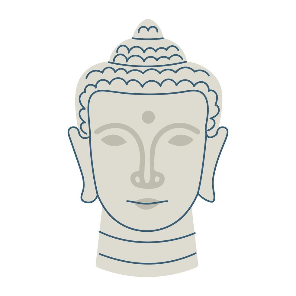 Buddha head statuette yoga element hand drawn vector