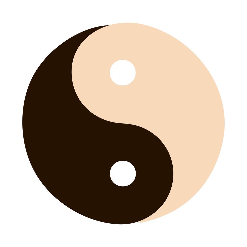 Yin yang sign yoga element hand drawn vector