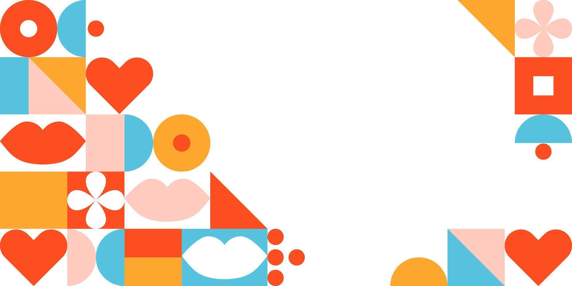 Trendy geometric banner with different shapes vector