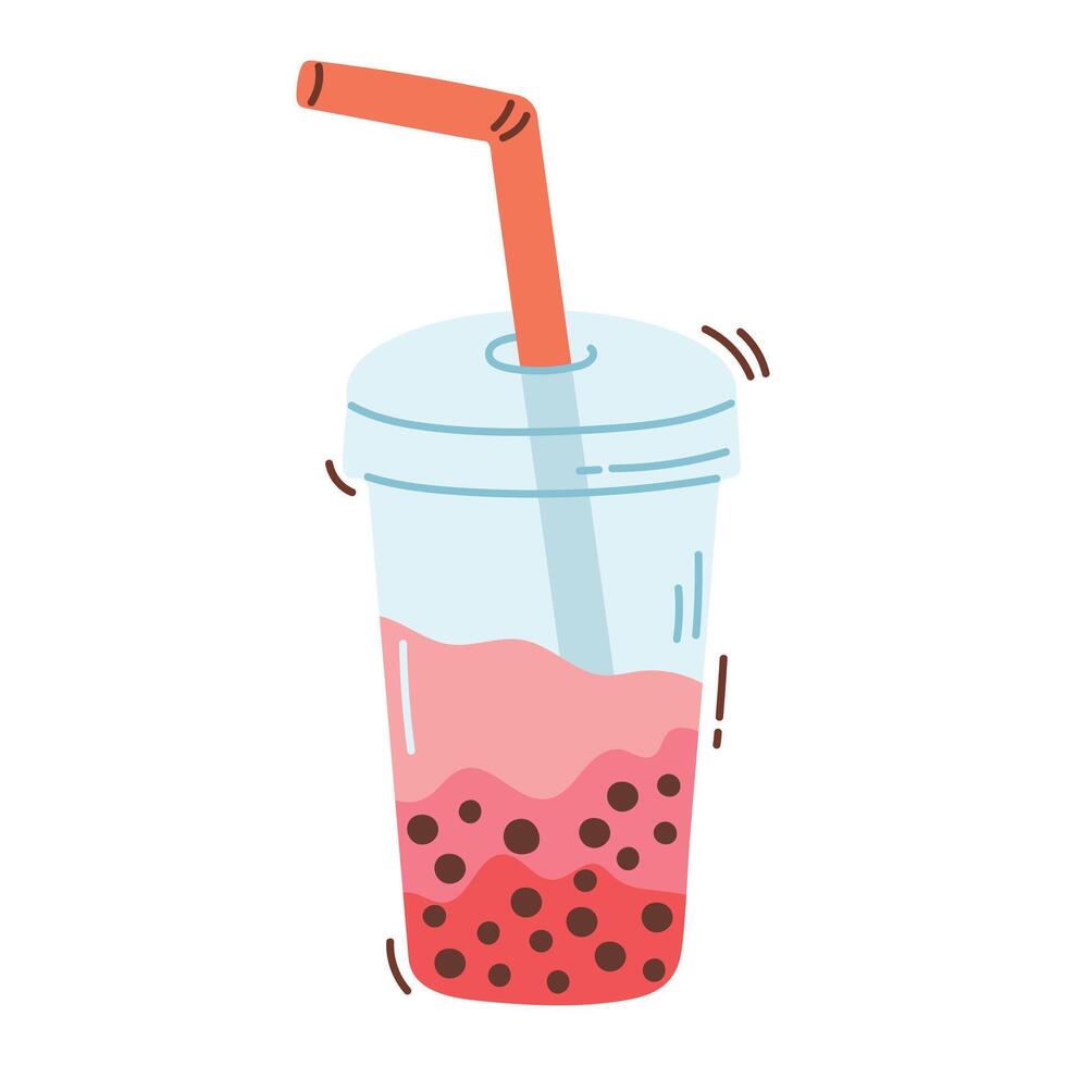 Bubble tea drinks in plastic glass vector