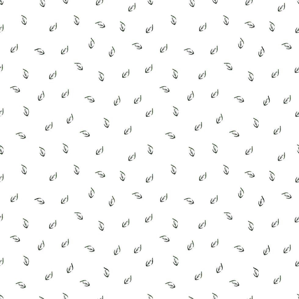 pattern with outlines of fragmented green leaves vector