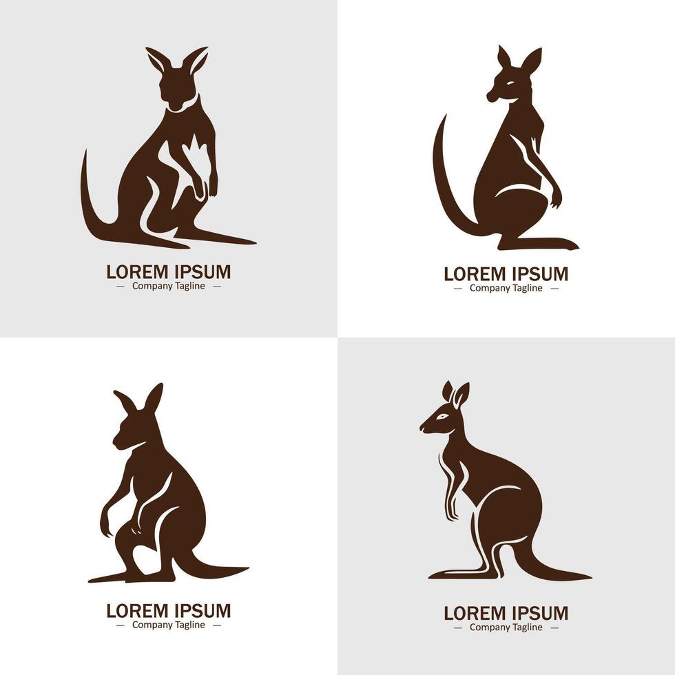 Set of Abstract Kangaroo silhouette logo icons, with a white background for your company, the kangaroo logo design ideas vector
