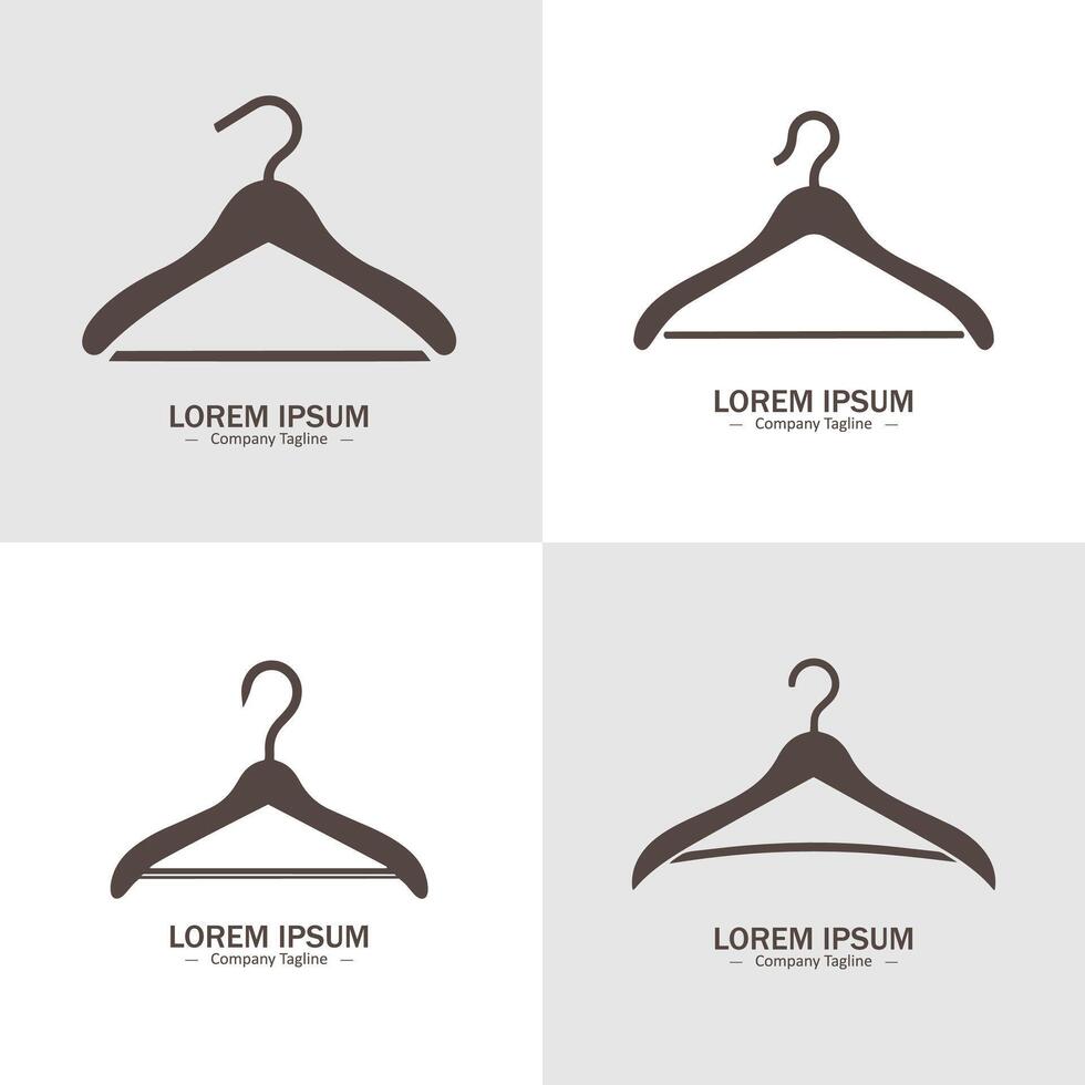 Set of Abstract Hanger silhouette logo icons, with a white background for your company, the clothes hangers logo design ideas vector