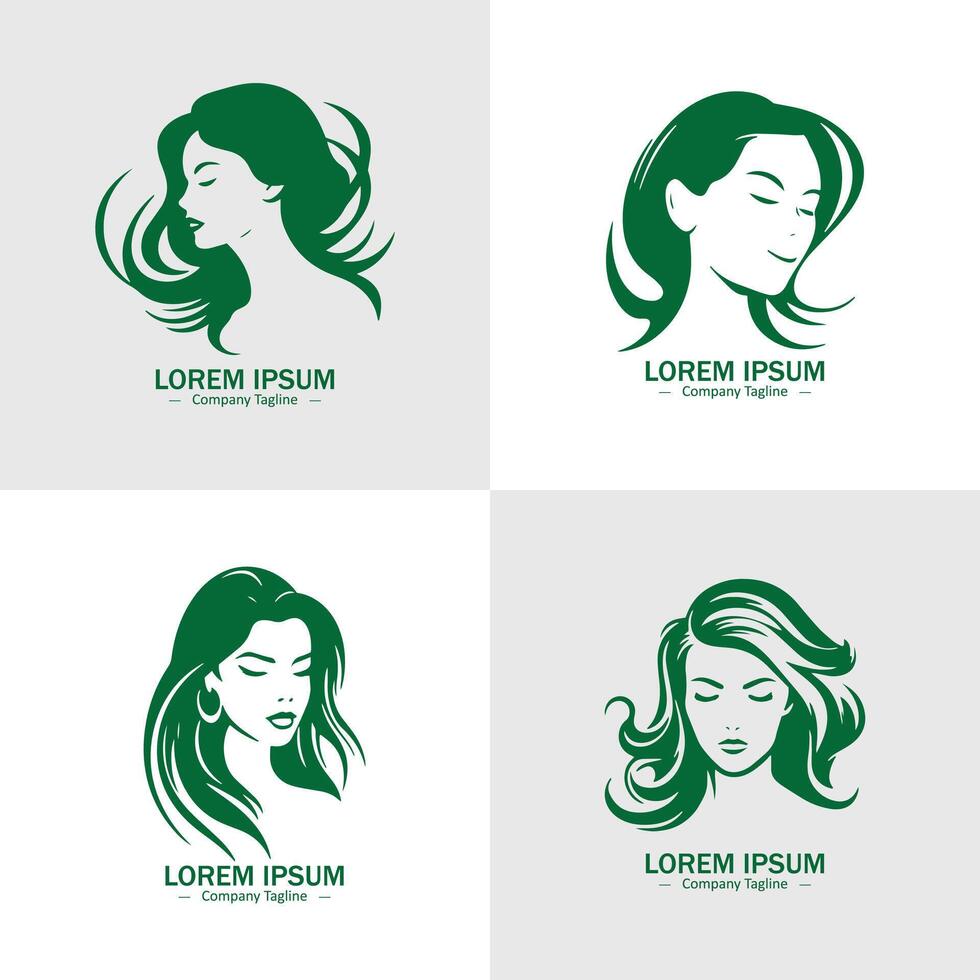 Set of Women silhouettes. Suitable for logo, emblem, pattern, typography etc. Isolated on white background. illustration vector