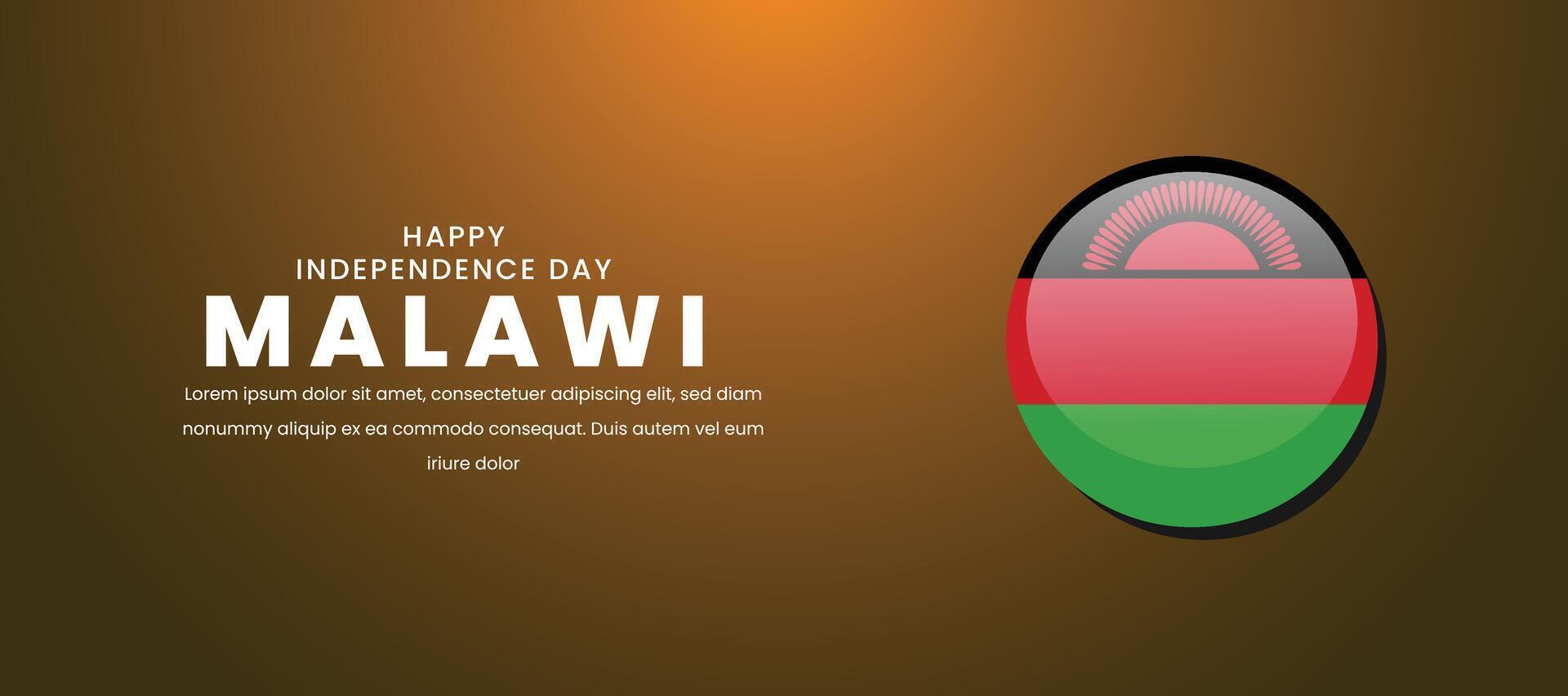 Independence Day Malawi 6th of July Banner. illustration vector
