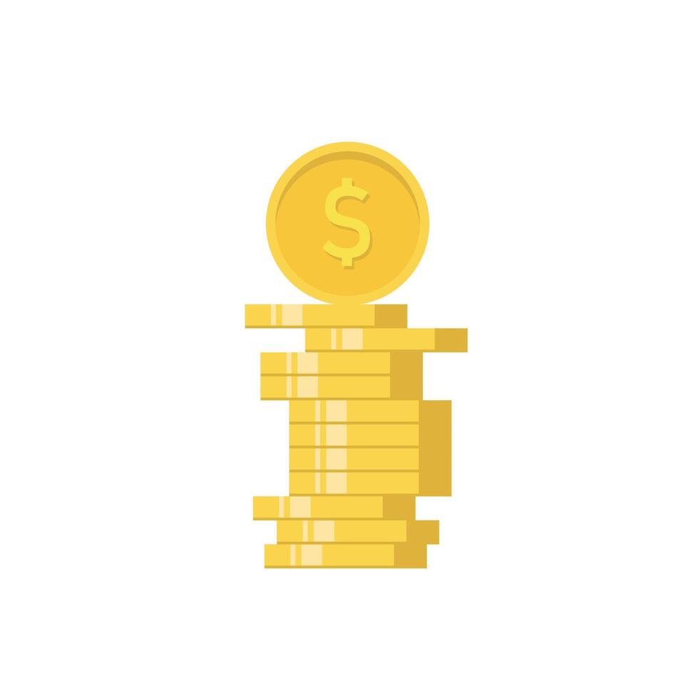 Stack of dollar coins, money. Business and salary. Flat illustration. vector