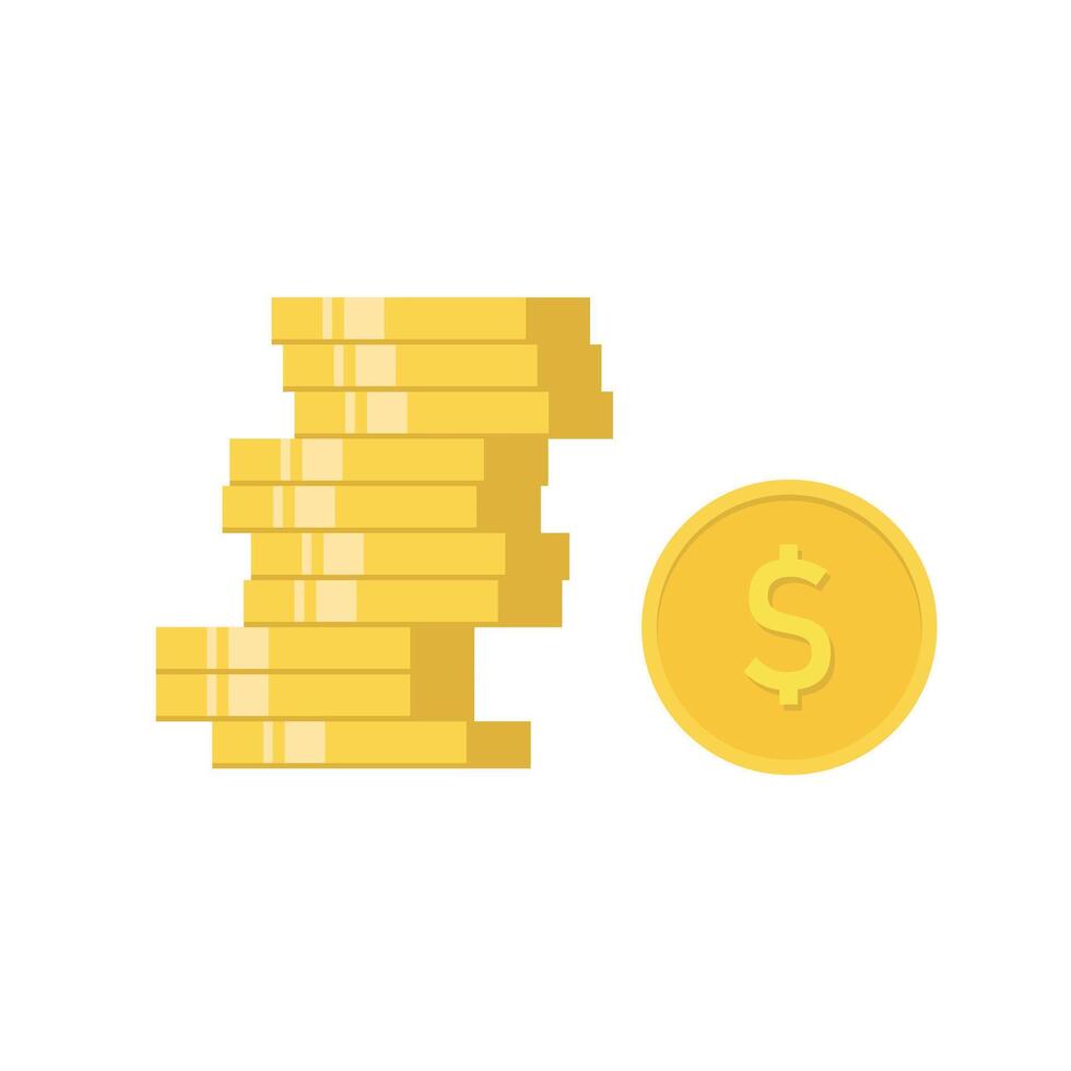 Stack of dollar coins, symbolizing wealth, prosperity, and business vector