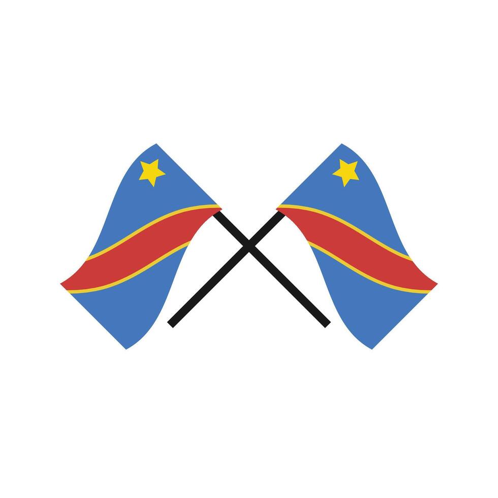 Congo Independence Day poster illustration. Two crossed Congolese flags on a pole. vector