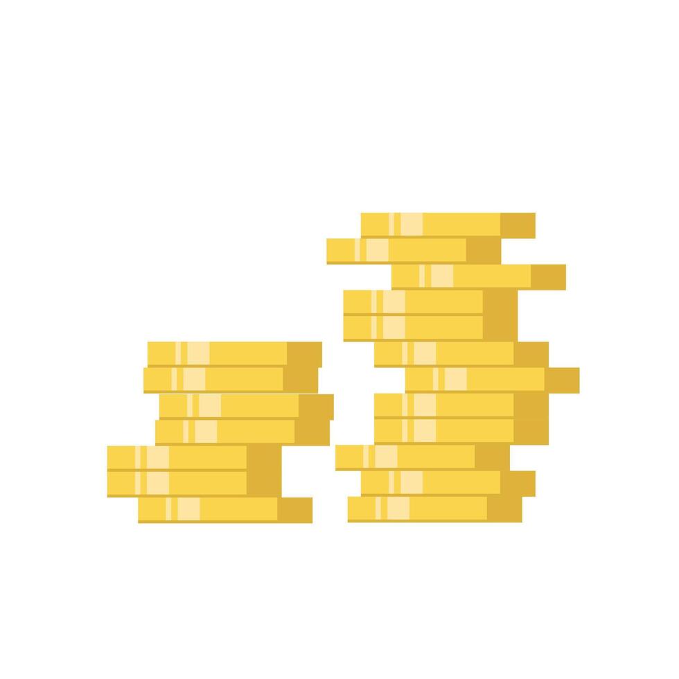 Stack of gold coins. Golden coin pile, money stacks and golds piles. vector