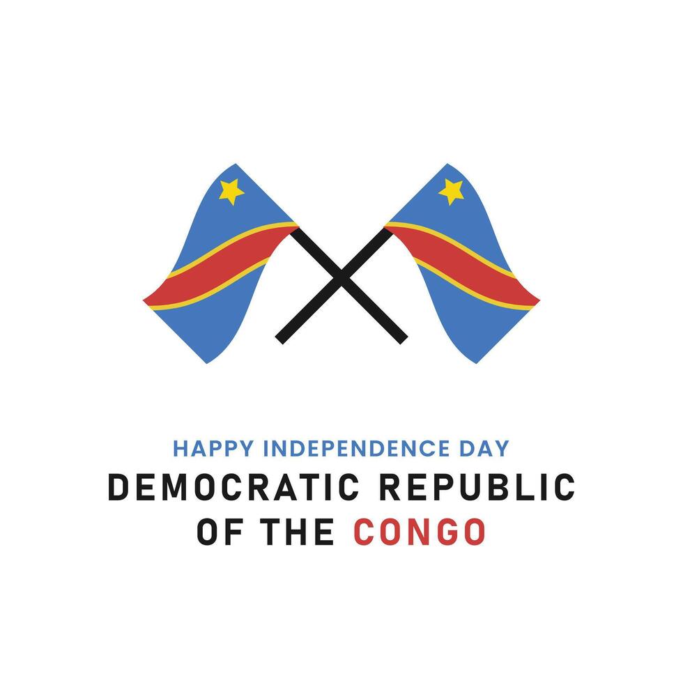 Congo Independence Day poster illustration. Two crossed Congolese flags on a pole. Flag of the Democratic Republic of the Congo. vector