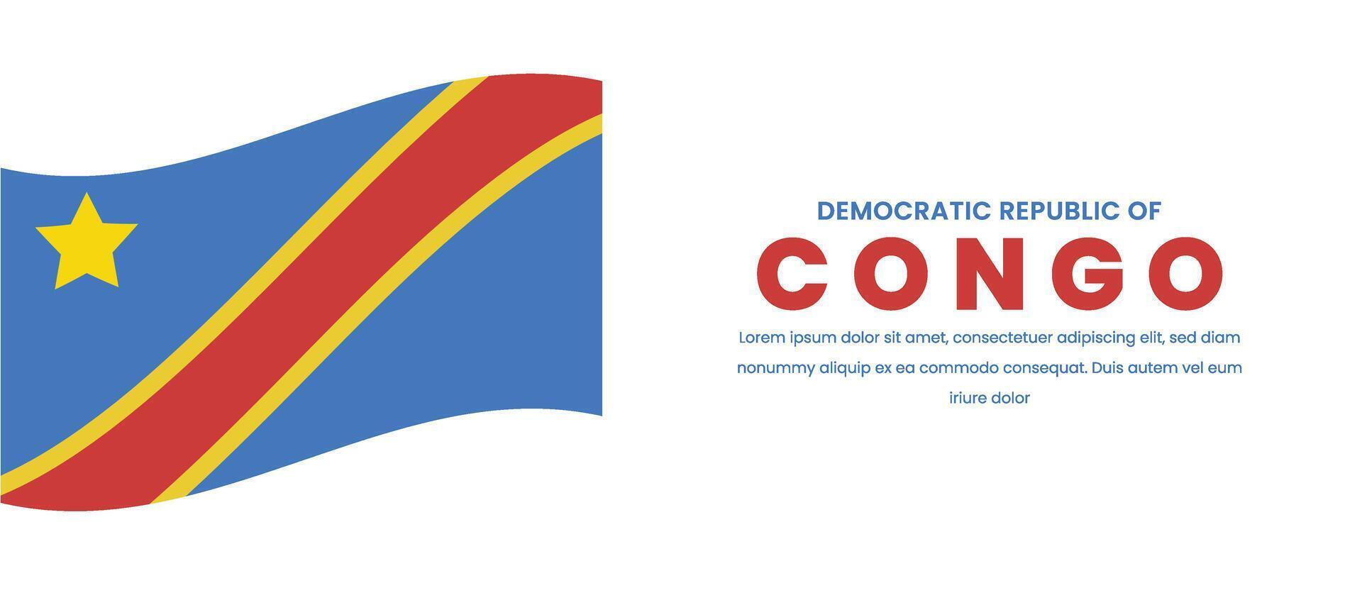 Flag of the Democratic Republic of the Congo. Template banner, poster. illustration vector