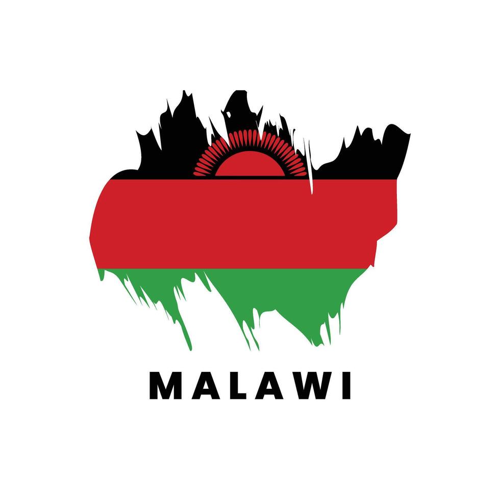 Malawi flag with brush strokes grunge design. vector