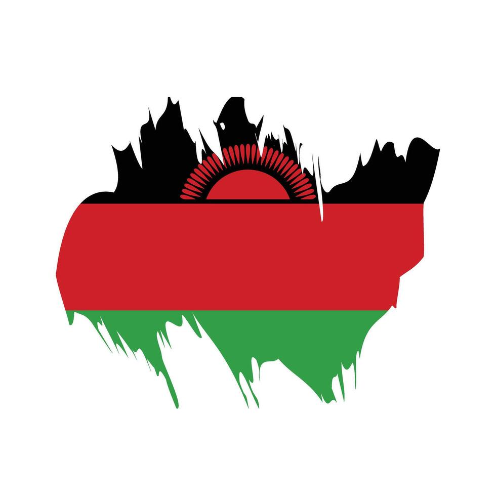 Malawi flag with brush strokes grunge texture design. vector