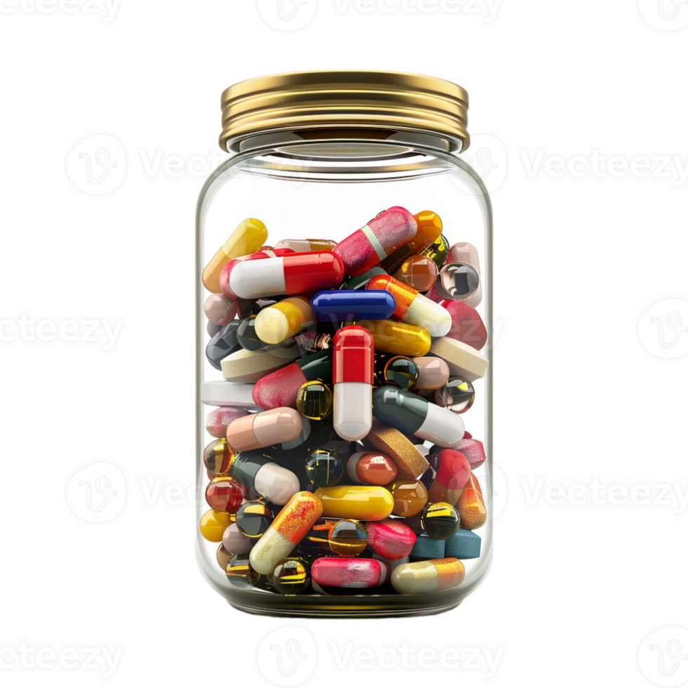 Jar Full of Pills on Transparent Background png