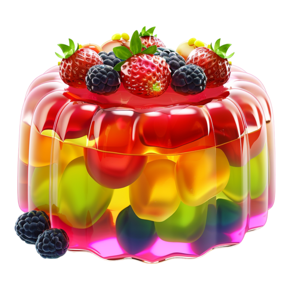 Colorful Jelly Cake on Transparent Background png
