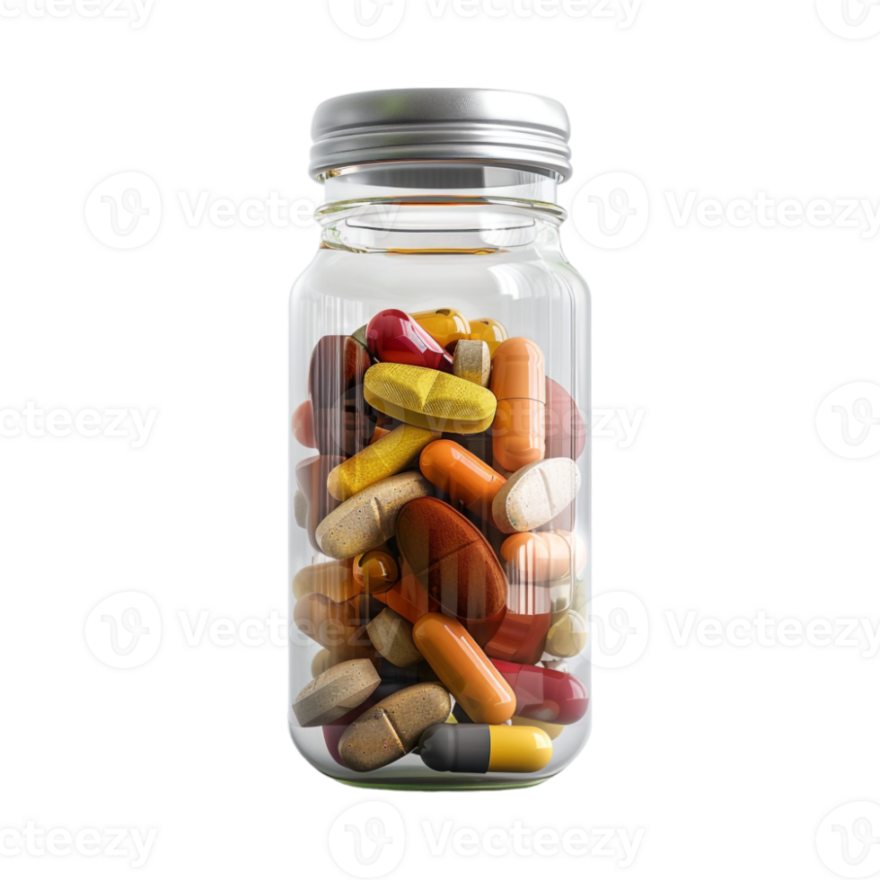 Jar Full of Pills on Transparent Background png