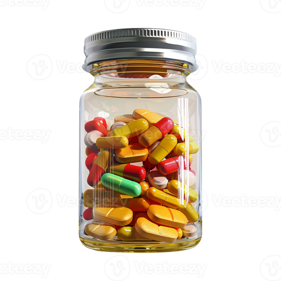 Jar Full of Pills on Transparent Background png