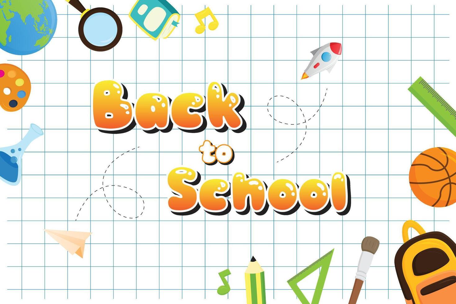 back to school poster white paper grid illustration design vector