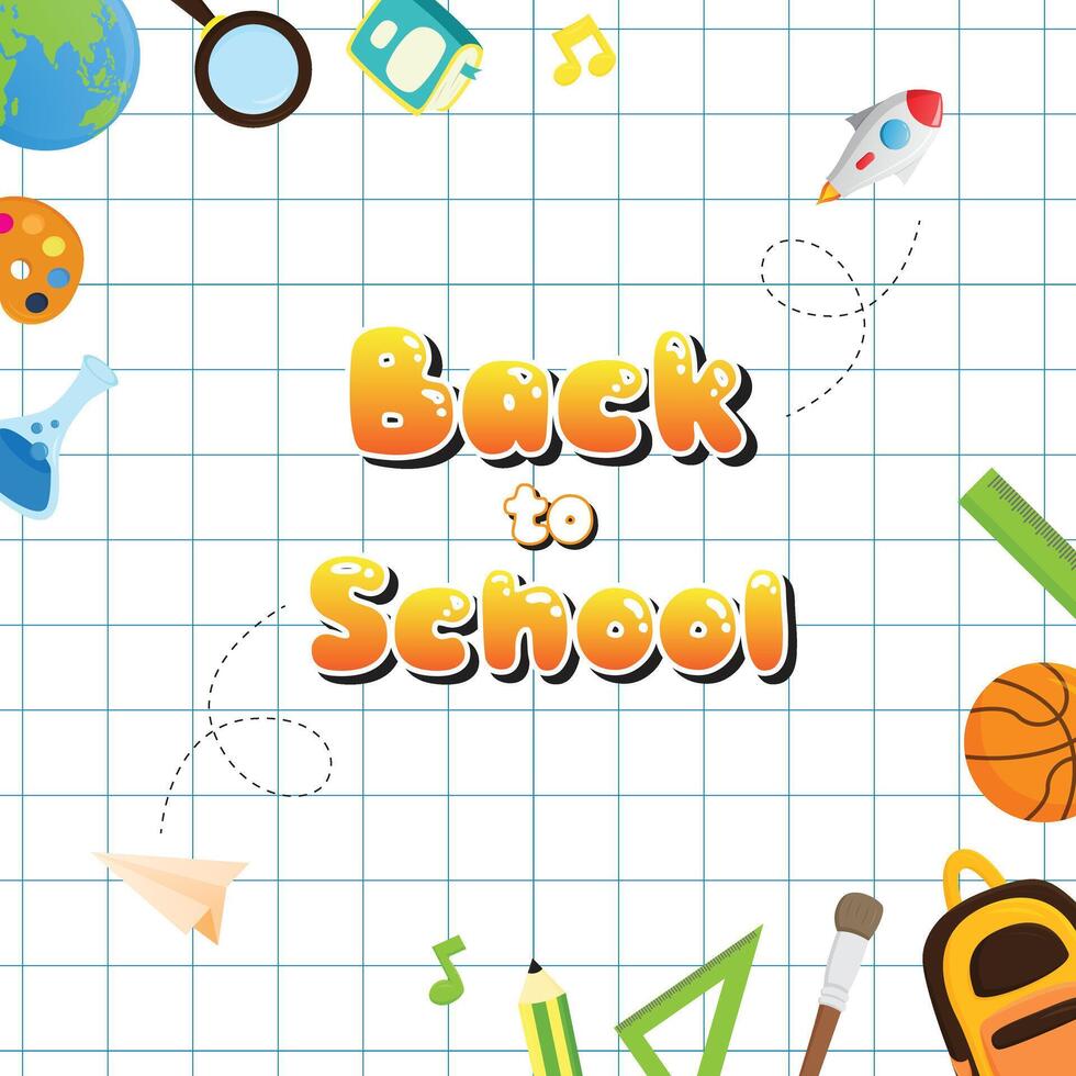 back to school poster white paper grid illustration design vector