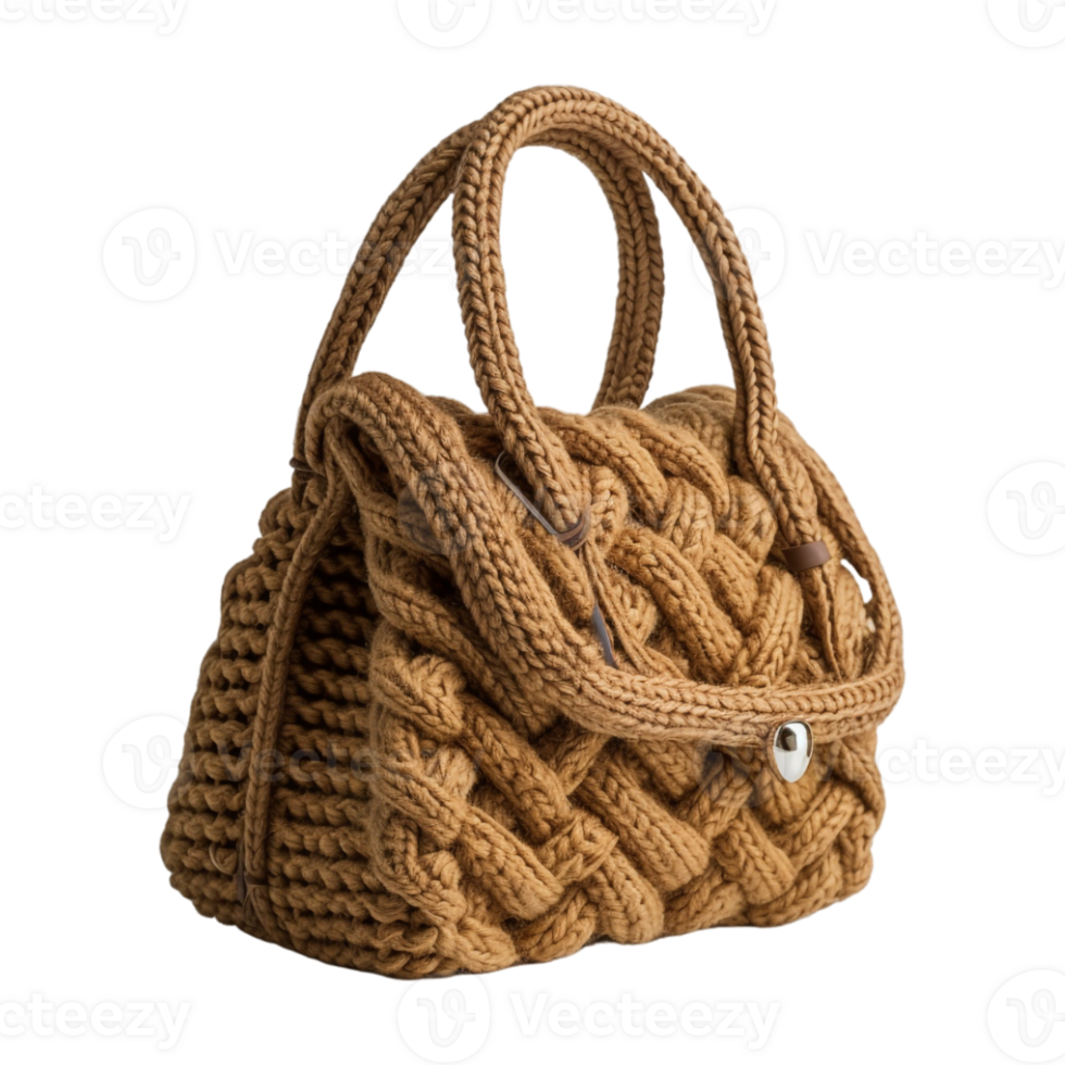 Hand Crafted Woman Bag with Threads on Transparent Background png