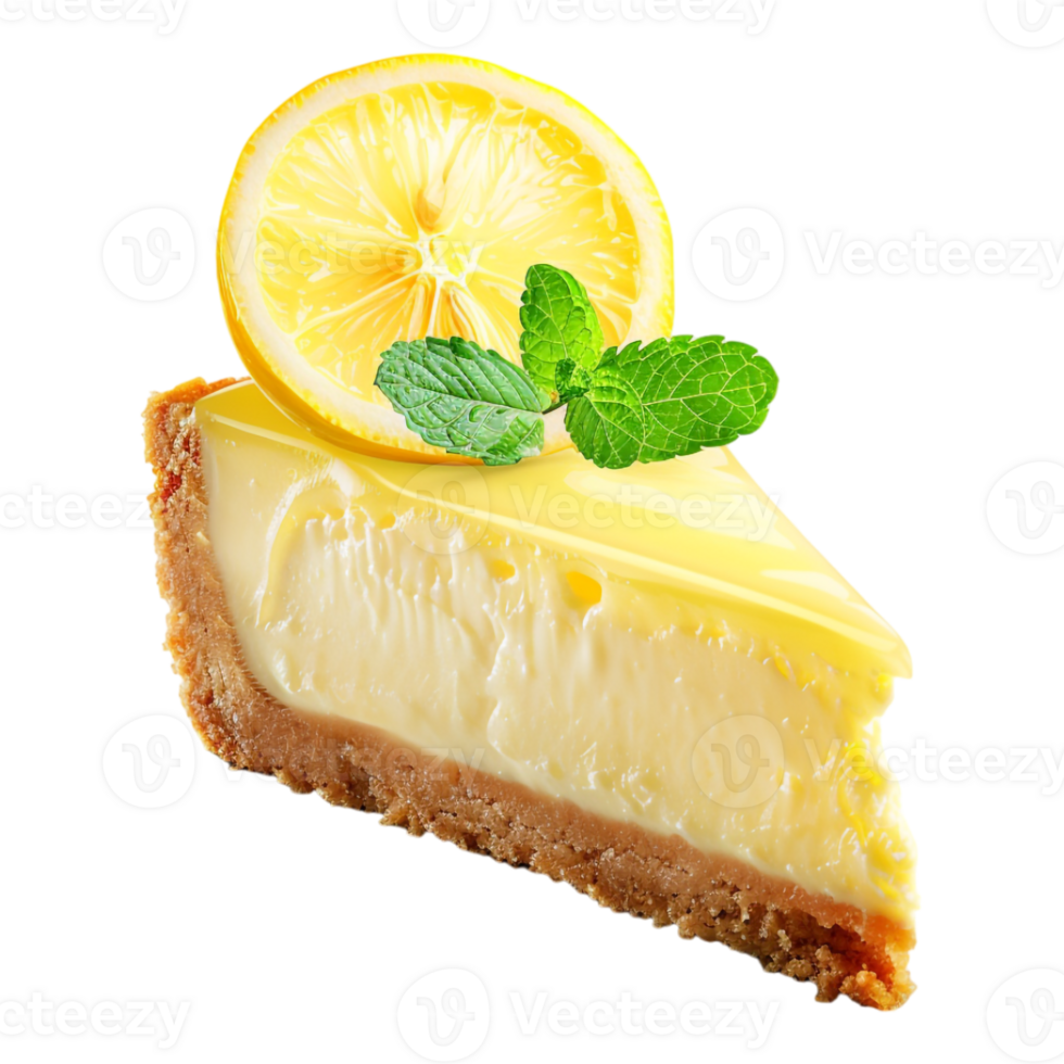 Yellow Cheese Lemon Cake on Transparent Background png