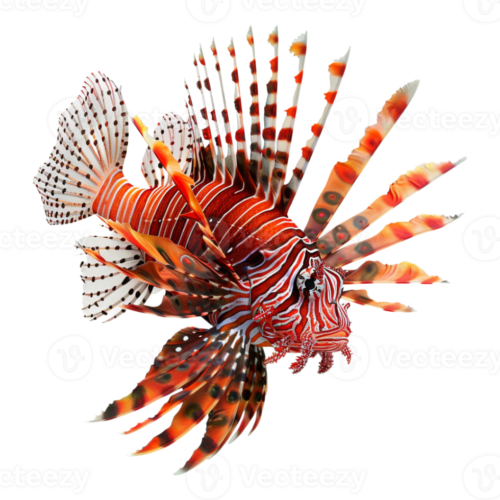 Red lionfish on Transparent Background png
