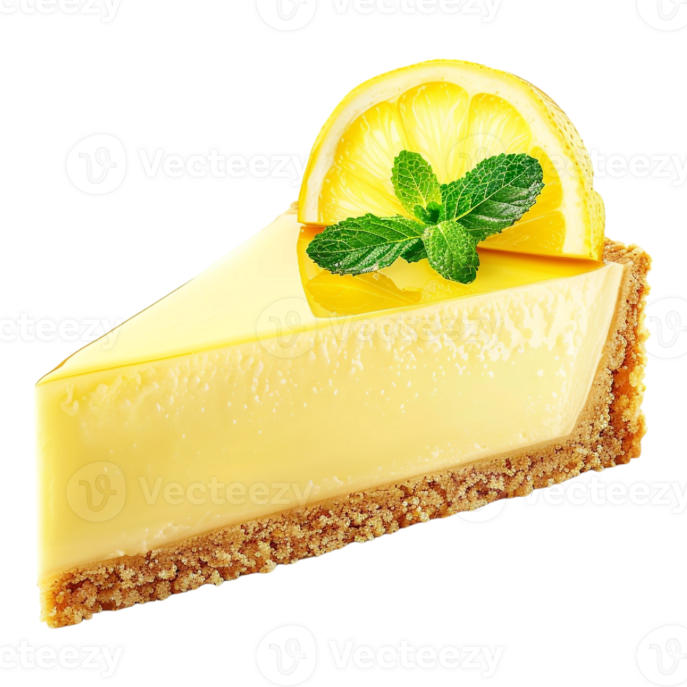 Yellow Cheese Lemon Cake on Transparent Background png