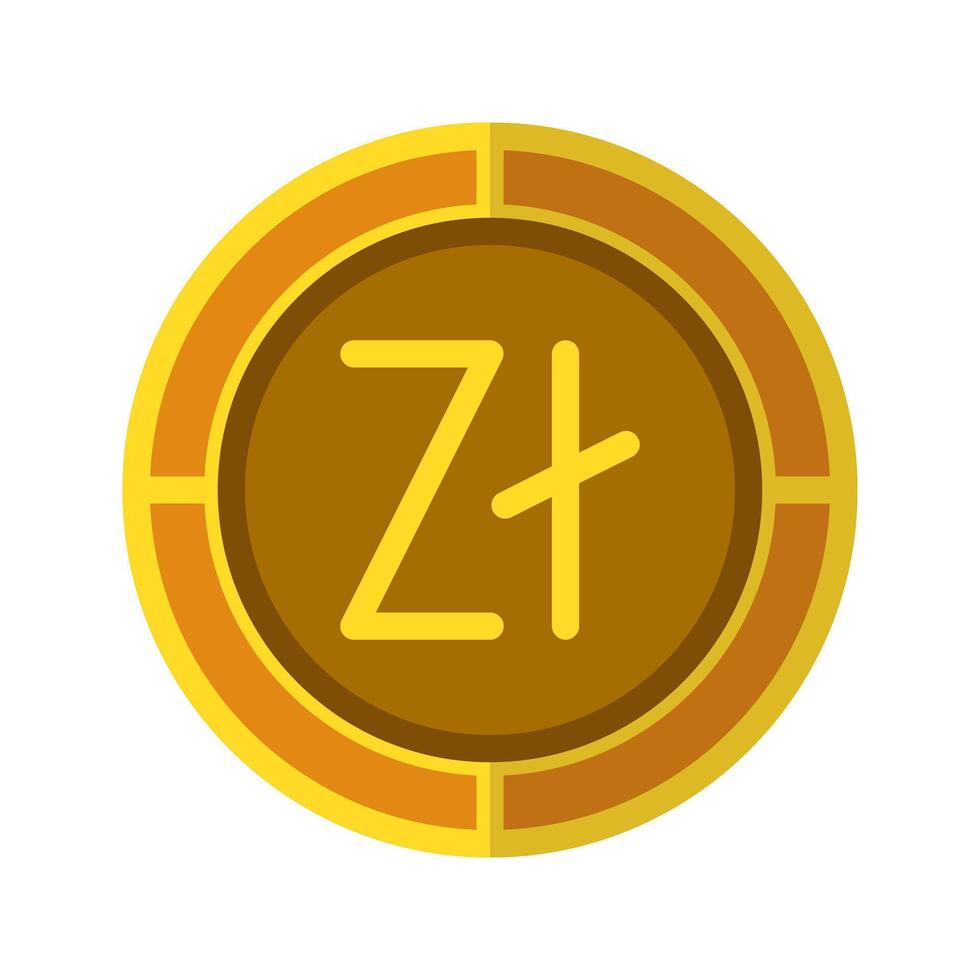 Zloty coin icon. Currency flat icons in golden color, symbol of Polish money. vector