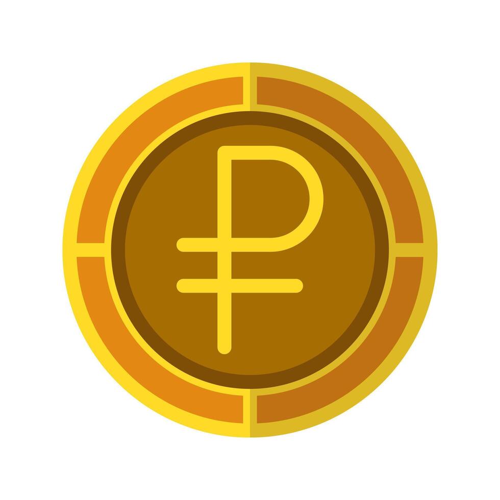 Ruble coin icon. Currency flat icons in golden color, symbol of Russian money. vector