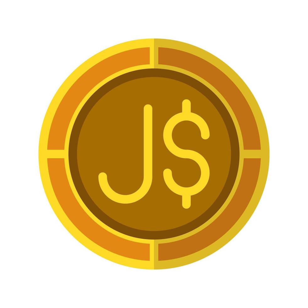 Dollar coin icon. Currency flat icons in golden color, symbol of Jamaican money. vector