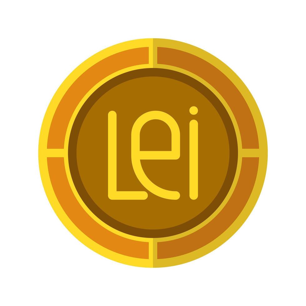 Lei coin icon. Currency flat icons in golden color, symbol of Romanian money. vector