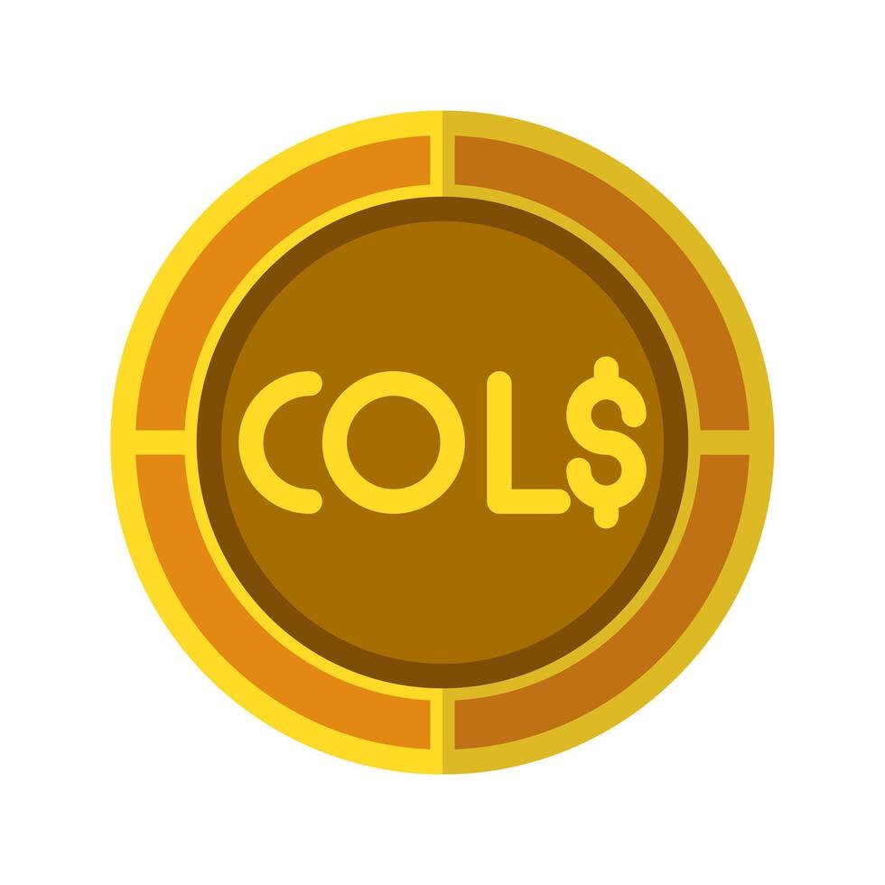 Peso coin icon. Currency flat icons in golden color, symbol of Colombian money. vector
