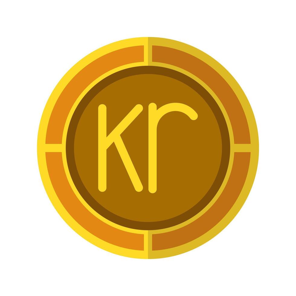 Krona coin icon. Currency flat icons in golden color, symbol of Swedish money. vector