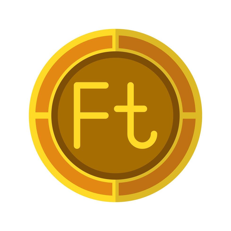 Florint coin icon. Currency flat icons in golden color, symbols of Hungarian money. vector