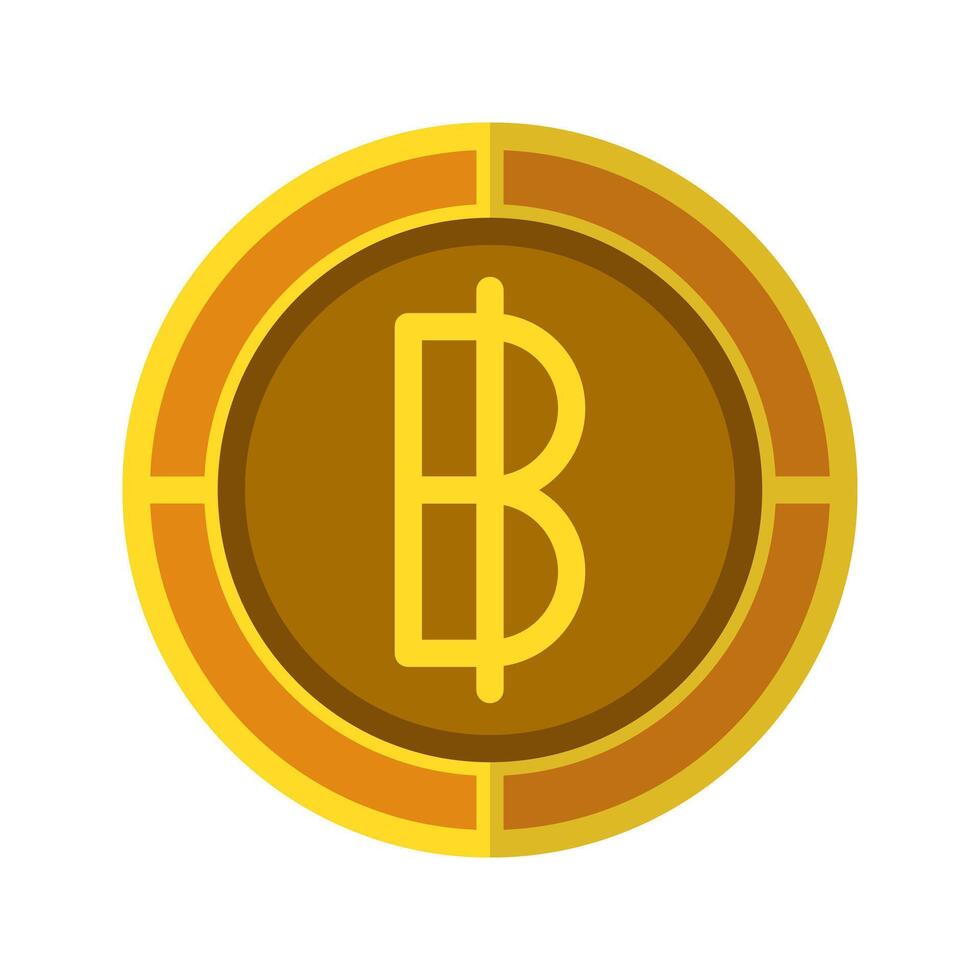 Baht coin icon. Currency flat icons with golden color, Thai money symbols. vector