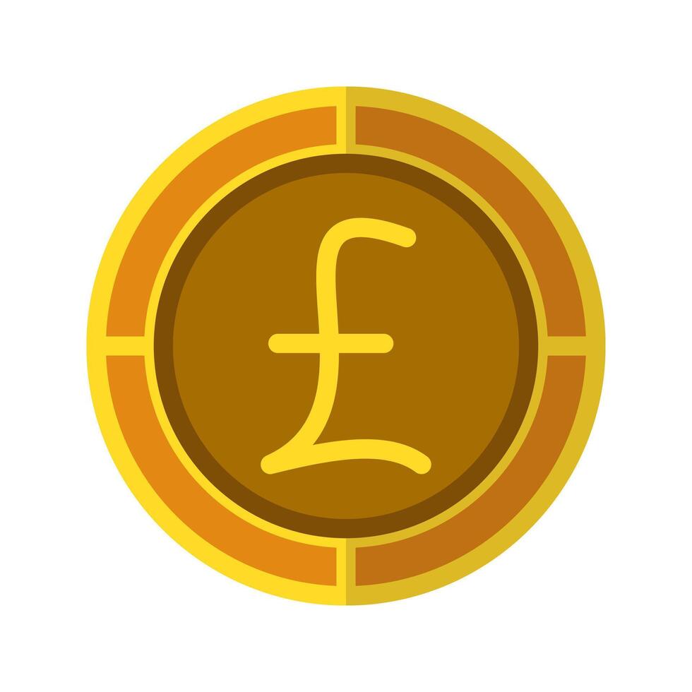 Pound coin icon. Currency flat icons in golden color, British money symbol. vector