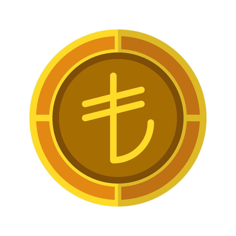 Lira coin icon. Currency flat icons in golden color, symbol of Turkish money. vector