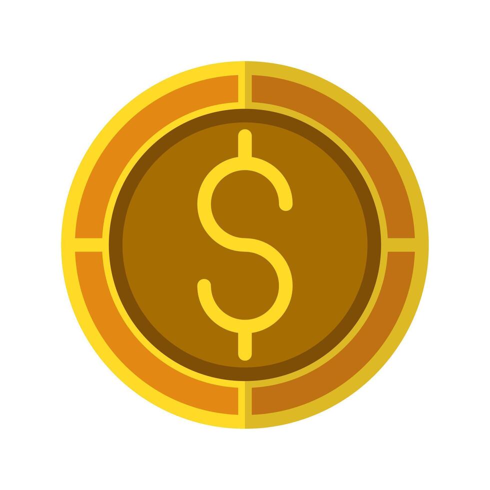 Dollar coin icon. Currency flat icons in golden color, symbol of American money. vector