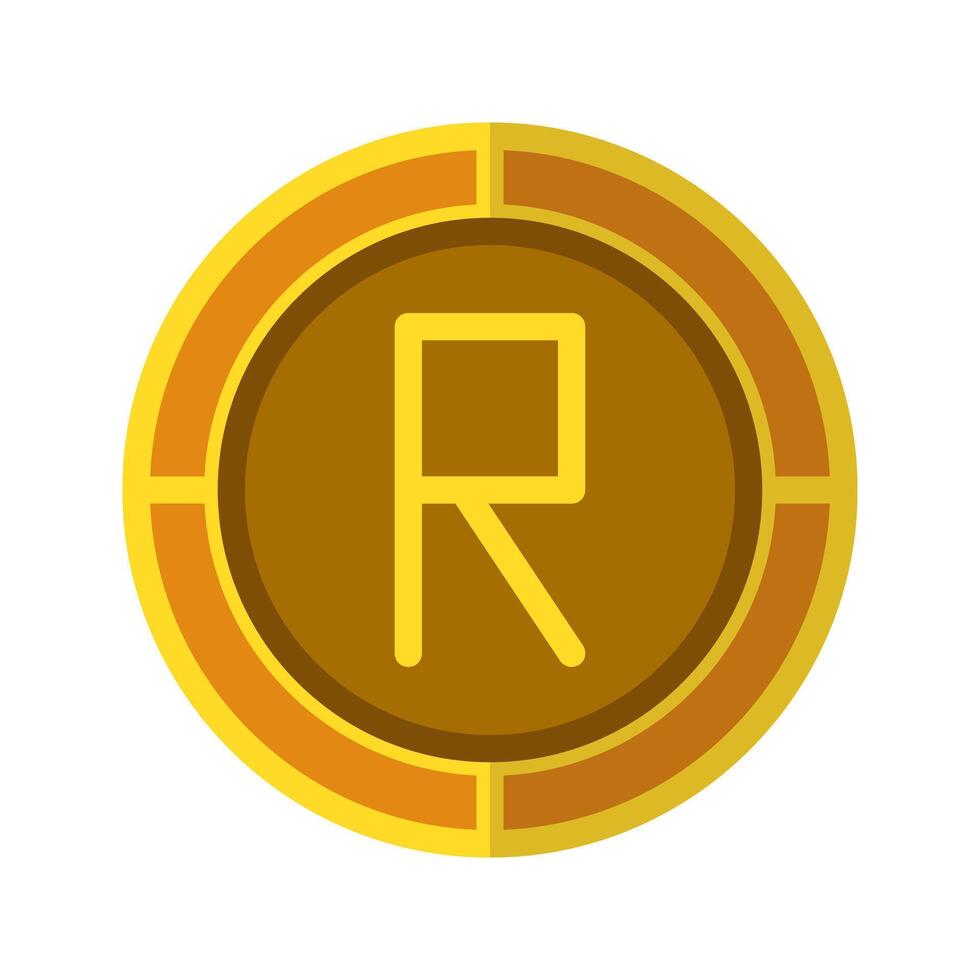 Rand coin icon. Currency flat icons in golden color, symbol of African money. vector