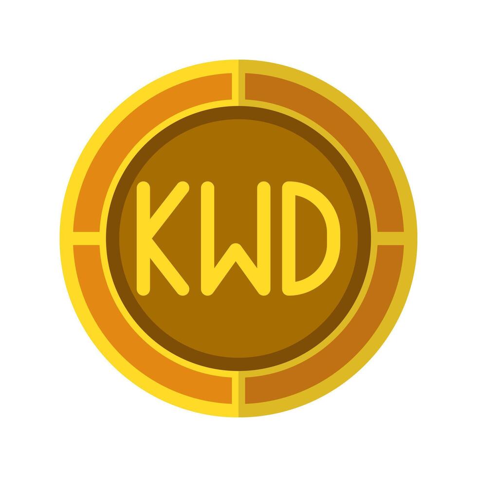 Dinar coin icon. Currency flat icons with golden color, kuwait kwd money symbol. vector
