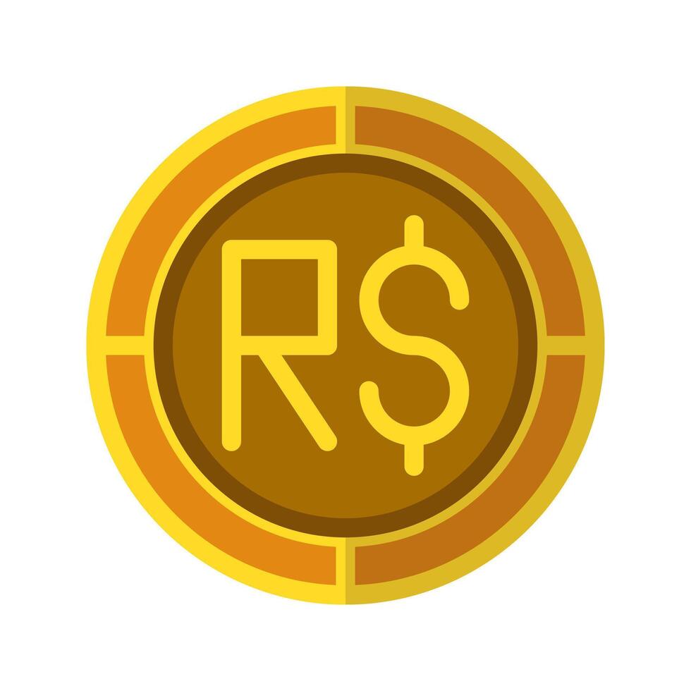 Real coins icon. Currency flat icons in golden color, symbol of Brazilian money. vector