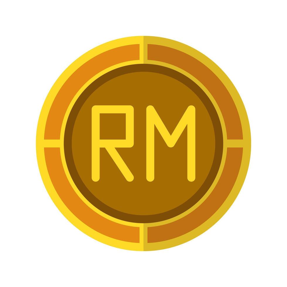 Ringgit coin icon. Currency flat icons with golden color, symbol of Malaysian money. vector