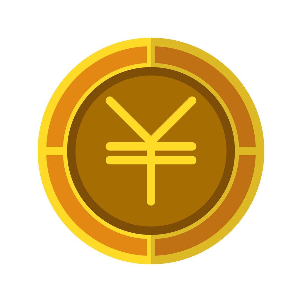 Yen coin icon. Currency flat icons in golden color, symbol of Japanese money. vector