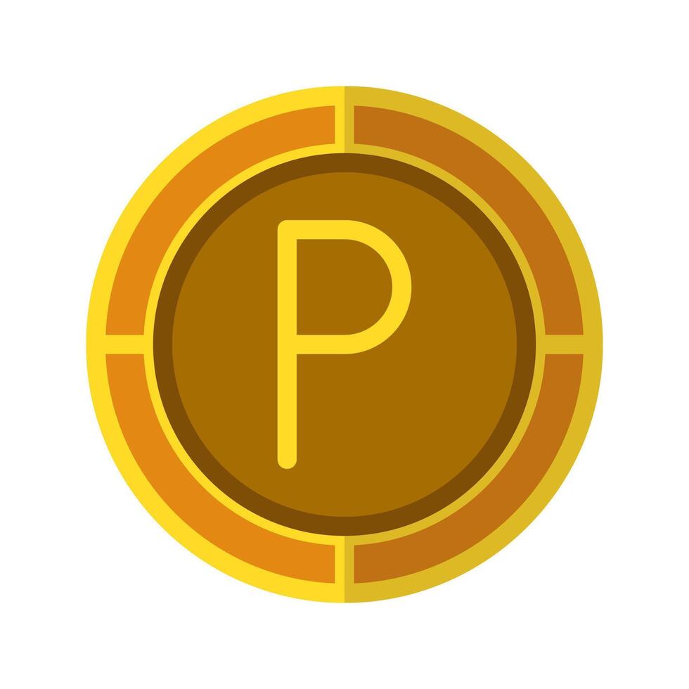 Pula coin icon. Currency flat icons in golden color, symbol of Botswana money. vector