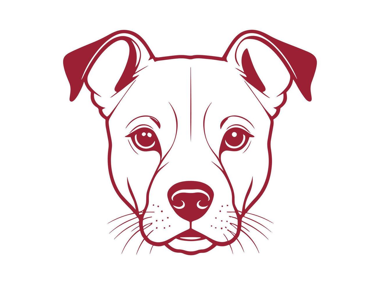 a dog's head is shown in a red and white color vector