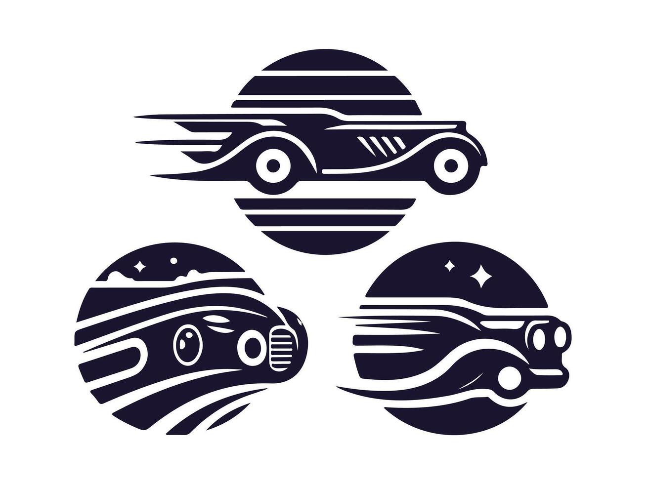 three different types of cars in different styles. car icon set vector