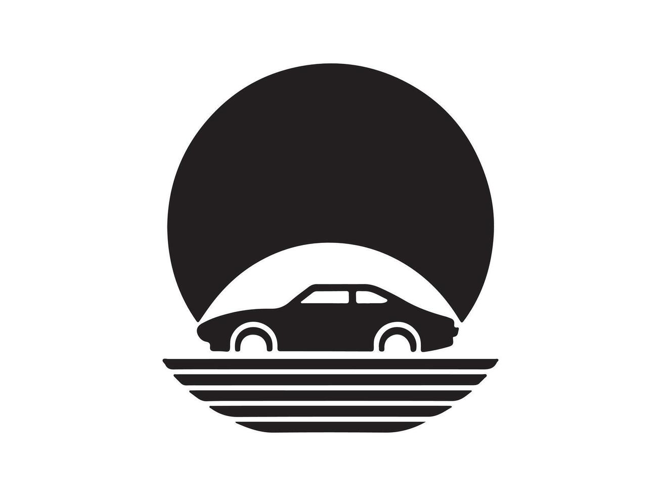 a black and white logo of a car on a boat vector