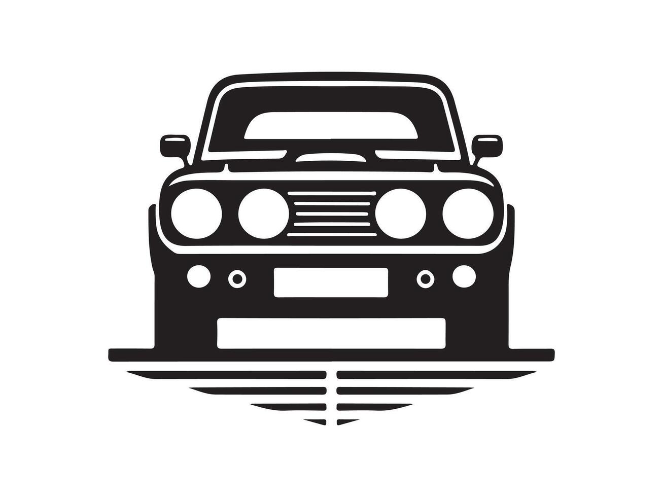 a black and white image of a car on a white background vector