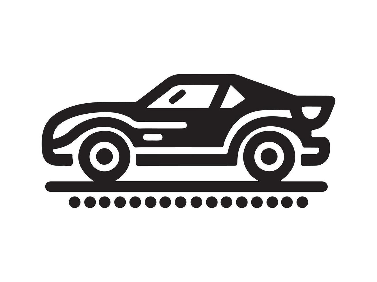 car icon on white background, black and white illustration vector