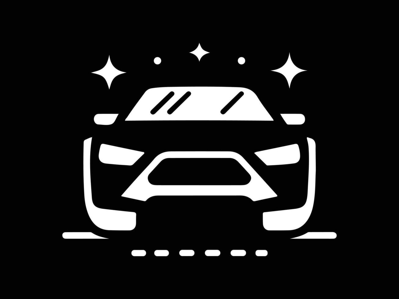 car icon on black background with stars vector